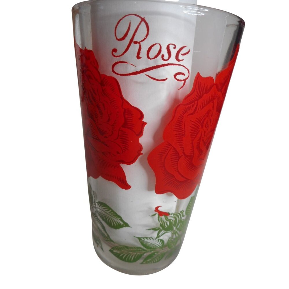 MCM Boscul Peanut Butter Drinking Juice Glass Tumbler Red Rose Estate  5"  #4
